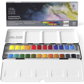 Winsor & Newton Professional Watercolour 24 Half Pan Metal Box