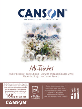 Canson Mi-Teintes WHITE Drawing & Pastel Paper Pad
