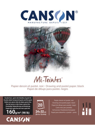 Canson Mi-Teintes BLACK Drawing & Pastel Paper Pad