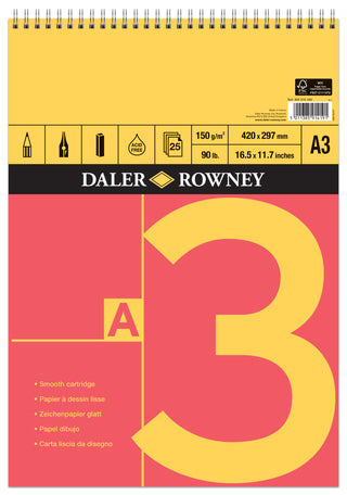Daler Rowney Red & Yellow Smooth Cartridge Spiral Pad