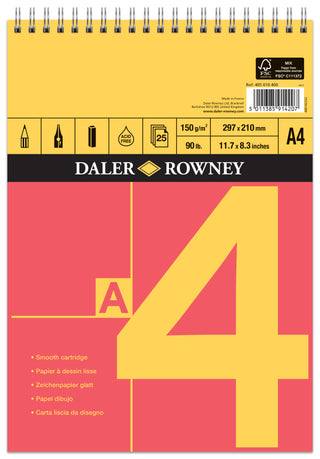 Daler Rowney Red & Yellow Smooth Cartridge Spiral Pad