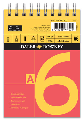 Daler Rowney Red & Yellow Smooth Cartridge Spiral Pad