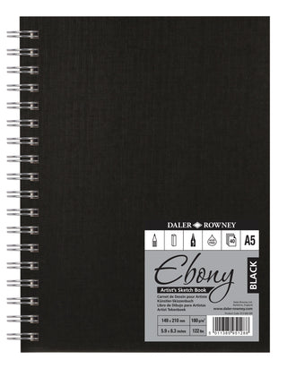 Daler Rowney Ebony Black Paper Spiral Sketchbooks